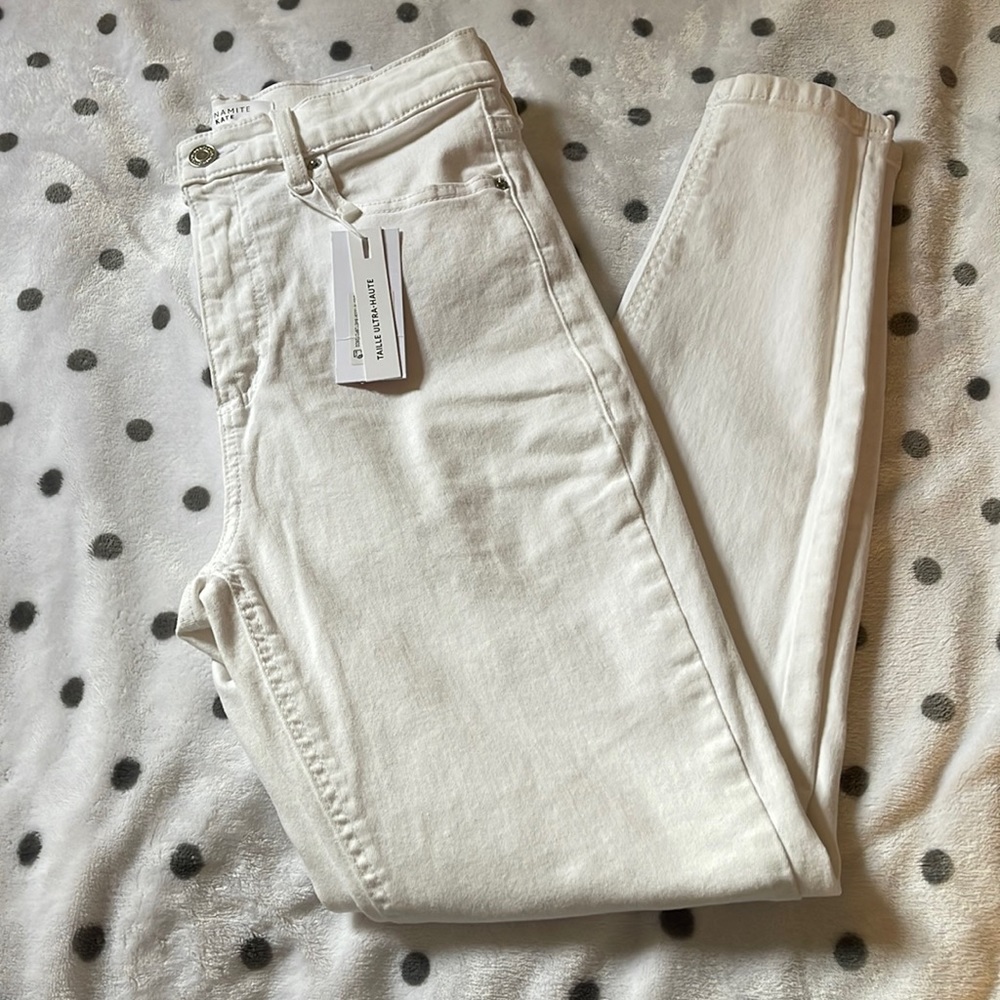 Ultra high rise skinny jeans white